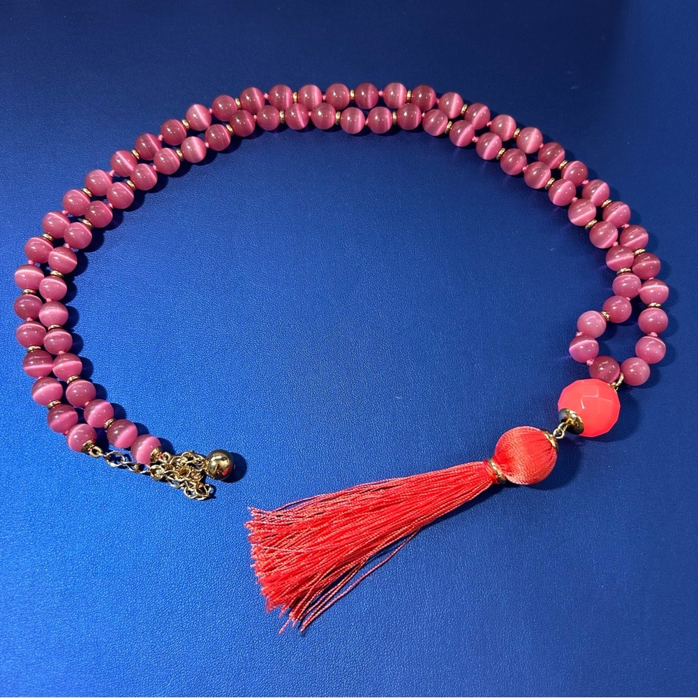 Kate Spade ♠️ Chunky Pink Bohemian Beaded Tassel Necklace